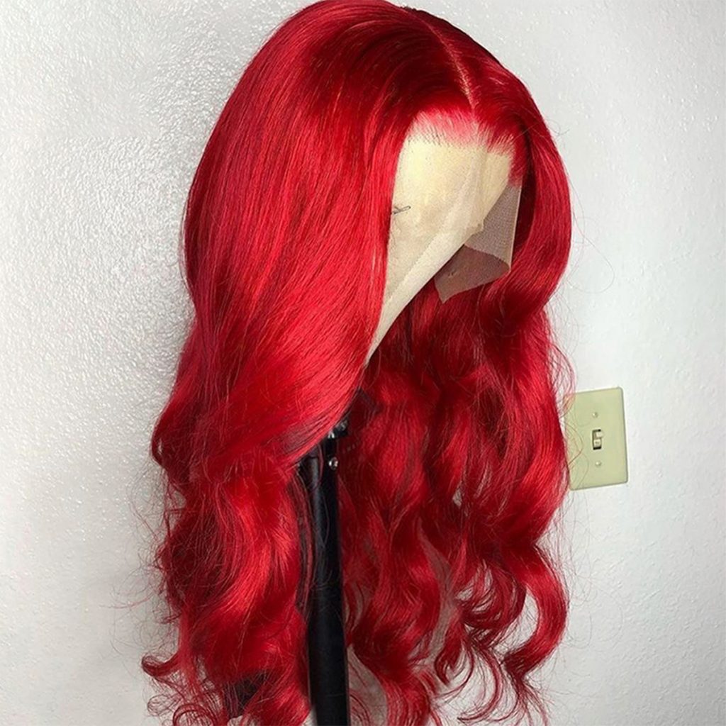 13×6 Lace Front Wigs Red Color Body Wave Human Hair Wigs 150 200 Density Recool Hair