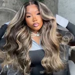 highlight 1b 22 body wave human hair wig