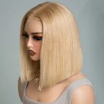 honey blonde human hair bob wig 7