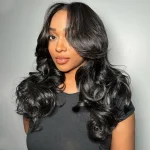 curtain bangs body wave glueless human hair wig (2)