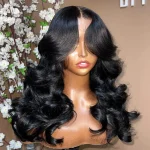 curtain bangs body wave glueless human hair wig (2)