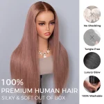 ash pink color human hair wig (1)